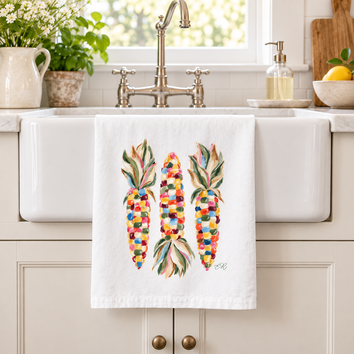 Colorful Corn Tea Towel