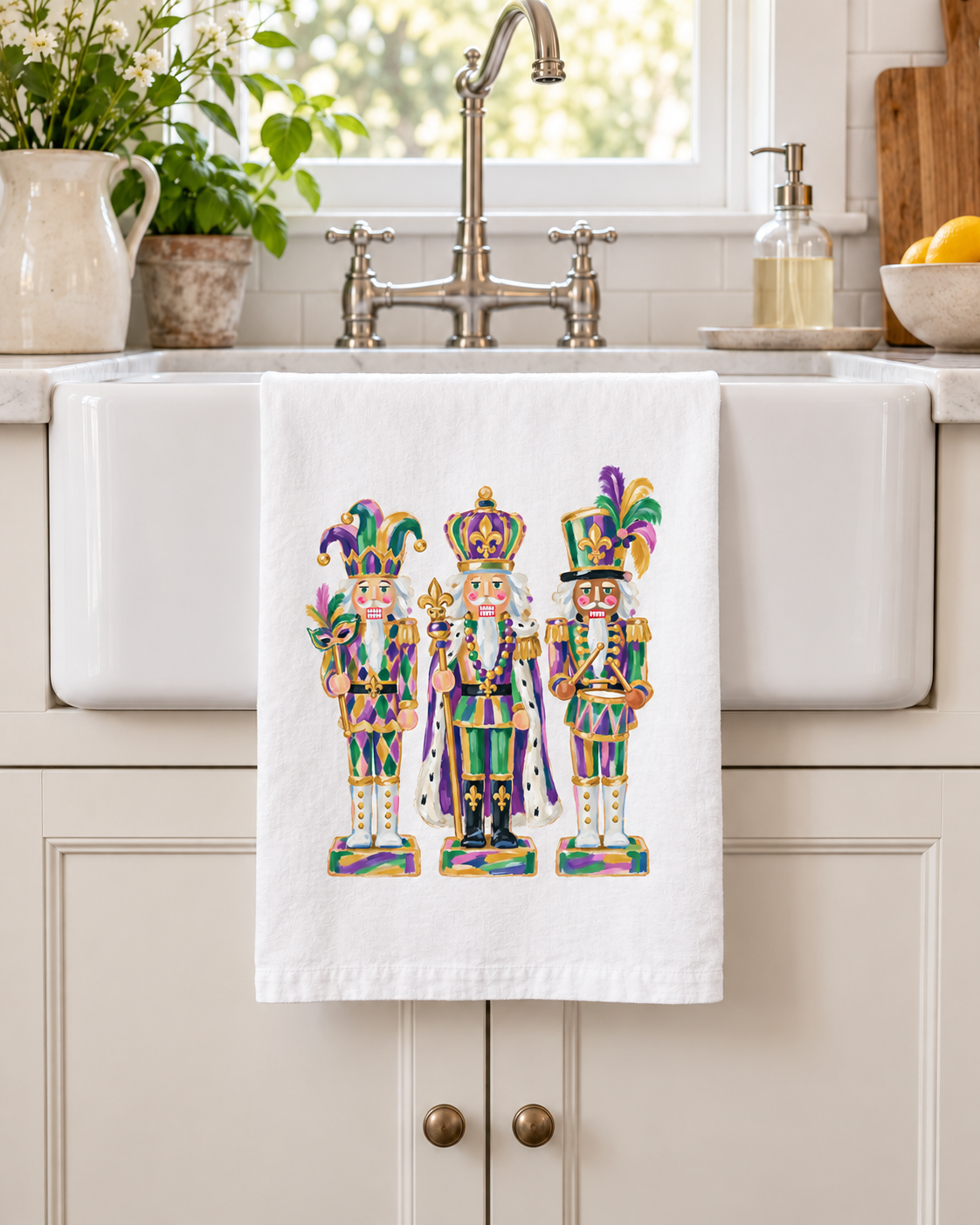 Mardi Gras Nutcrackers Tea Towel