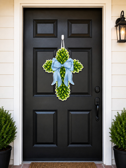 18in Cross Wreath Door Sign