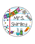 Science Paper Design- 18in Round Custom Teacher Door Sign